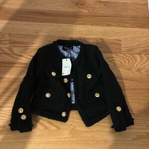 BNWT black tweed gold button coat